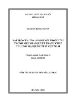 Vai trò của Tòa án đối với Trọng tài trong giải quyết tranh chấp thương mại quốc tế ở Việt Nam