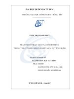 PHÁT TRIỂN THUẬT TOÁN xác ĐỊNH số cụm TRONG THUẬT TOÁN GOM cụm mờ và cài đặt ỨNG DỤNG 