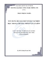 XÂY DỰNG hệ GIẢI một số bài tập điện học TRONG CHƯƠNG TRÌNH vật lí lớp 9 