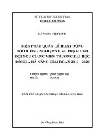 Biện pháp quản lý hoạt động bồi dưỡng nghiệp vụ sư phạm cho đội ngũ giảng viên trường đại học đông á đà nẵng giai đoạn 2013   2020 (tt) 