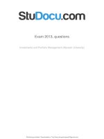 Investment portfolio management exam 2013 questions