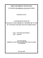 A contrastive study of conceptual metaphors of mothermẹ in english and vietnamese 20 th century songs (tt) 