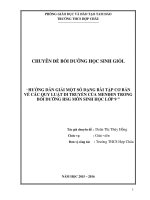 HƯỚNG dẫn GIẢI một số DẠNG bài tập cơ bản về các QUY LUẬT DI TRUYÊN của MENDEN TRONG bồi DƯỠNG HSG môn SINH học 9