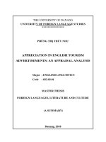 Appreciation in english tourism advertisements an appraisal analysis (tt) 