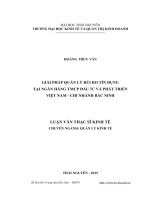 Giải pháp quản lý rủi ro tín dụng tại ngân hàng TMCP đầu tư và phát triển việt nam   chi nhánh bắc ninh 