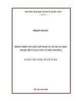 Hoàn thiện tổ chức kế toán ở các dự án sử dụng vốn ODA thuộc Bộ tài nguyên và Môi trường