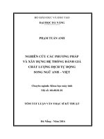 Nghiên cứu các phương pháp và xây dựng hệ thống đánh giá chất lượng dịch tự động song ngữ anh   việt (tt) 