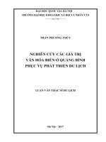 Nghiên cứu các giá trị văn hóa biển ở quảng bình phục vụ phát triển du lịch (luận văn thạc sỹ du lịch) 