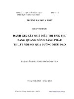 Đánh giá kết quả điều trị ung thư bàng quang nông bằng phẫu thuật nội soi qua đường niệu đạo 