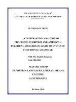A contrastive analysis of processes in british and american political speechless in light of systemic functional grammar (tt) 