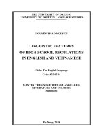 Linguistic features of high school regulations in english and vietnamese (tt) 