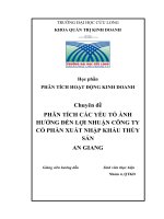 PHÂN TÍCH các yếu tố ẢNH HƯỞNG đến lợi NHUẬN CÔNG TY cổ PHẦN XUẤT NHẬP KHẨU THỦY sản