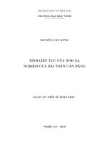 Tính liên tục của ánh xạ nghiệm của bài toán cân bằng (Luận án tiến sĩ)
