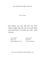Ảnh hưởng của thu hồi đất sản xuất nông nghiệp đến sinh kế của người nông dân bị mất đất tại huyện duy tiên tỉnh hà nam 