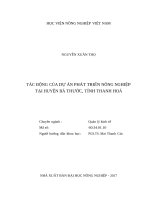 Tác động của dự án phát triển nông nghiệp tại huyện bá thước, tỉnh thanh hóa 