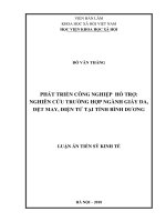 Phát triển công nghiệp hỗ trợ, nghiên cứu trường hợp ngành giầy da, dệt may, điện tử tại tỉnh bình dương