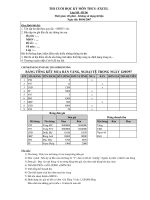 Đề thi tham khảo phần excel bằng A Tin học  12