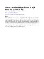 Vì sao có thể nói nguyễn trãi là một nhân vật lịch sử vĩ đại