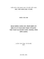 Hoạt động giám sát, phản biện xã hội của ủy ban mặt trận tổ quốc việt nam tại huyện châu thành, tỉnh tiền giang 