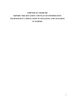 BÁO cáo HIỆN TRẠNG và kế HOẠCH ỨNG DỤNG CÔNG NGHỆ THÔNG TIN TRONG CÔNG tác QUẢN lý TRƯỜNG học và TRONG HOẠT ĐỘNG GIẢNG dạy e 