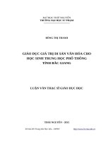 Giáo dục giá trị di sản văn hóa cho học sinh trung học phổ thông tỉnh bắc giang 