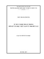 Tư duy nghệ thuật trong hồi kí văn học việt nam từ 1986 đến nay (luận án ngôn ngữ và văn hoá việt nam)