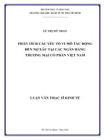 Phân tích các yếu tố vi mô tác động đến nợ xấu tại các ngân hàng thương mại cổ phần việt nam  lê THỊ mỹ NHÀN 