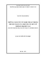 Những cách tân về nghệ thuật trong truyện ngắn của một số cây bút nữ thời kì 1986 đến nay (nguyễn thị thu huệ, nguyễn ngọc tư, đỗ bích thúy)