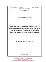 LA09 064 hoàn thiện việc công bố thông tin báo cáo bộ phận trong hệ thống báo cáo tài chính tại các doanh nghiệp cổ phần niêm yết trên thị trường chứng khoán việt nam 