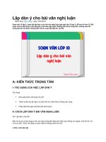 Lập dàn ý cho bài văn nghị luận