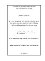 Áp dụng hình phạt đối với các tội phạm xâm phạm sức khỏe của con người từ thực tiễn thành phố hạ long, tỉnh quảng ninh 