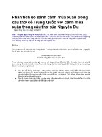 Phân tích so sánh cảnh mùa xuân trong câu thơ cổ trung quốc với cảnh mùa xuân trong câu thơ của nguyễn du