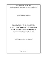 Giáo dục giới tính cho trẻ em ở lứa tuổi 6 – 10 trong các gia đình tại thành phố vinh – tỉnh nghệ an (nghiên cứu tại trường hợp phường hà huy tập) 