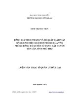 Đánh giá thực trạng và đề xuất giải pháp nâng cao hiệu quả hoạt động của văn phòng đăng ký quyền sử dụng đất huyện yên lập, tỉnh phú thọ 
