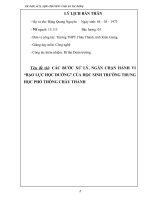 CHUYÊN ĐỀ PHÒNG CHỐNG “BẠO LỰC HỌC ĐƯỜNG” CỦA HỌC SINH TRƯỜNG TRUNG HỌC PHỔ THÔNG