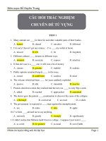 Câu hỏi trắc nghiệm chuyên đề từ vựng   đáp án 