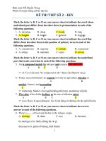 ĐỀ THI THỬ NGOẠI NGỮ SỐ 2 - 2019 