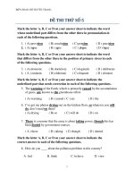 ĐỀ THI THỬ số 5   2019 