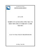 Nghiên cứu về sự hài lòng công việc của nhân viên trong công ty TNHH MTV Cà phê Việt Đức tại Đắk Lắk