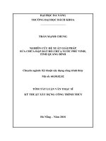Nghiên cứu đề xuất giải pháp sửa chữa đập đất hồ chứa nước Phú Vinh, Quảng Bình