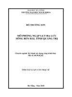 Mô phỏng ngập lụt hạ lưu sông Bến Hải, tỉnh Quảng Trị