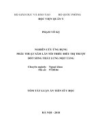 Nghiên cứu ứng dụng phẫu thuật xâm lấn tối thiểu điều trị trượt đốt sống thắt lưng một tầng (TT)