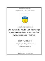 Ứng dụng khai phá dữ liệu trong việc dự đoán kết quả tốt nghiệp trường cao đẳng du lịch vũng tàu 