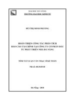 Hoàn thiện công tác phân tích báo cáo tài chính tại Công ty cổ phần đầu tư phát triển nhà Đà Nẵng