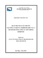 Quản trị vốn luân chuyển tại Công ty Dịch vụ Mobifone Khu vực 3 – Chi nhánh Tổng công ty Viễn thông MobiFone