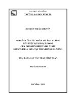 Nghiên cứu các nhân tố ảnh hưởng đến hiệu quả hoạt động kinh doanh của các doanh nghiệp nhà nước sau cổ phần hóa tại thành phố Đà Nẵng