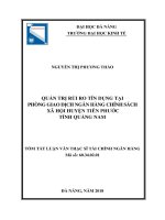 Quản trị rủi ro tín dụng tại Phòng giao dịch Ngân hàng Chính sách xã hội huyện Tiên Phước, tỉnh Quảng Nam