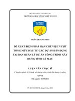 Đề xuất biện pháp hạn chế việc vượt tổng mức đầu tư các dự án dân dụng tại ban quản lý dự án công trình xây dựng tỉnh cà mau 