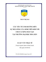 Các yếu tố ảnh hưởng đến sự hài lòng của sinh viên đối với chất lượng đào tạo tại trường đại học hoa sen
