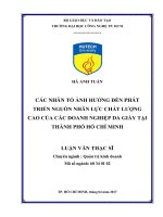 Các nhân tố ảnh hưởng đến phát triển nguồn nhân lực chất lượng cao của các doanh nghiệp da giày tại thành phố hồ chí minh 